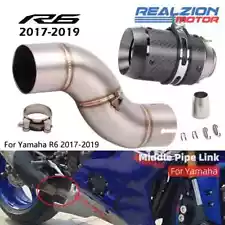 Exhaust Middle Silp On Pipe 51mm Tail Pipe For Yamaha R6 2017 2018 2019 YZF R6