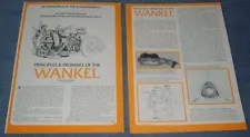 1971 Wankel Rotary Engine Vintage Tech Info Article "Principles & Promises..."