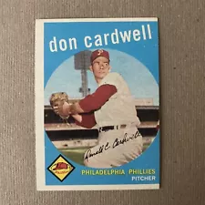 1959 Topps Baseball Don Cardwell Philadelphia Phillies Card #314