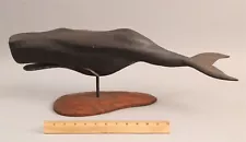 Lrg Authentic SR White Maritime Folk Art Sperm WHALE Hand Carved Wood Carving