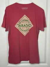 Tabasco Brand Hot Sauce Distressed Logo T-Shirt Red Men’s Size Large