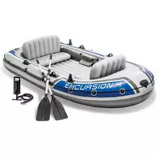 Inflatable Boat Series with Deluxe 54in Oars & High-Output Pump, Durable PVC