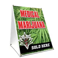 A-frame Sidewalk Medical Marijuana For Sale Sign With Graphics On Each Side