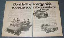 1977 Volkswagen Rabbit Dasher Scirocco Vintage 2pg Ad "Don't Let The Energy...."