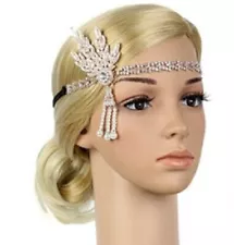 1920s GREAT GATSBY RHINESTONE GOLD COSTUME HEADPIECE ONE SIZE