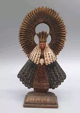 Antique Vintage Mexican Carved Wood Santos Cortes Religious Icon Mexico Saint 7"