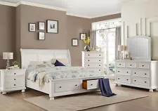 ON SALE - 5 piece Farmhouse Cottage White Queen King Bedroom Set Furniture IA55