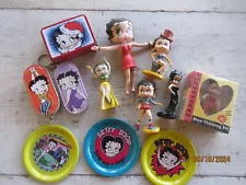 New ListingLOT OF 14 BETTY BOOP COLLECTIBLES KEY RING, FIGURINES, COASTER, MAN TRAINING KIT