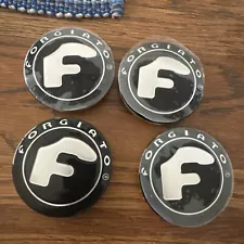 Set Of 4 FLOATING Forgiato Wheels Brushed Silver Finish F Logo Center Caps 4 New