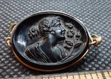 Victorian Mourning Jewelry Black Onyx/Glass Cameo for bracelet?