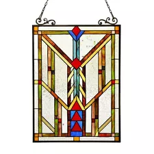 Stained Glass Tiffany Style Window Panel Arts & Crafts ~LAST ONE THIS PRICE~