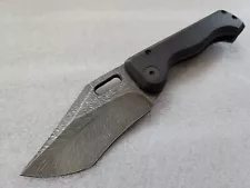 R.S. Knifeworks Mini Adder, Feather Damascus, End Cut Blackwood CF, 3.5" Knife