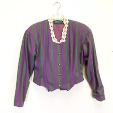 1970s Vintage Victorian Top Womens Cropped Medium Wool Purple Mitsumine Japan