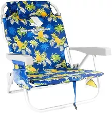 Tommy Bahama Beach Chair Lay Flat, Reclining, Adjustable, Multi-Color Hawaiian