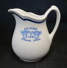 Restaurant Ware Ox Yoke Inn Amana Iowa 4" Pitcher 1967 Walker China Amish VTG