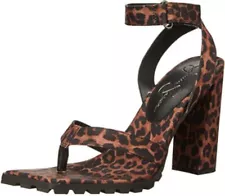 Jessica Simpson Cheetah Leopard Platform Strap Thong Block High Heel Sandal Shoe