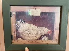 Primitive Chicken Wooden Frame Picture “Laying Hen for Sale” Farmhouse Farm