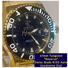 Sandstone TUNGSTEN/Goldtn Steel Bracelet 47mm Swiss R150 Auto Invicta Mens Watch