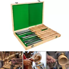 8Pcs/Set Wood Lathe Chisel Set HSS Wood Turning Tools W/ Storage Box