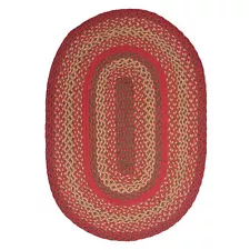 Red Braided Farmhouse Jute Rug in Rectangles Oval Runner for Kitchen