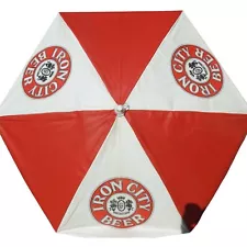 Vintage 1992 Iron City Beer Pittsburgh Porch Patio Umbrella Tilt Red White