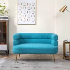 Loveseat Modern Comfy Upholstered Double Seat Sofa Tufting Design Modern Blue