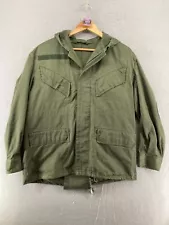 Military Jacket Mens Large Hooded 80s Vintage