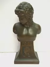 VINTAGE CAST METAL STATUE BUST OF EROS BRONZE PLATED