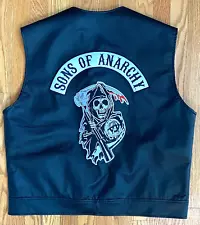 Sons Of Anarchy Black Faux Leather Motorcycle Biker Vest XL Official Licensed