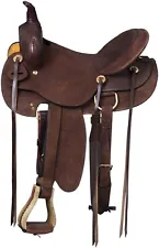 Mule Trail Saddle - Dark Oil Roughout Leather - 15" or 16" Seat