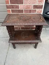 Antique Rosewood Hand Carved Peacock Table 19th Century