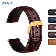 WOCCI Alligator Grain Calfskin Leather Watch Strap 18mm 20mm 22mm 24mm for Men