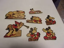 VINTAGE 1930's MICKEY MOUSE PAPER TARGETS FOR SHOOTING MARBLES 7-CT.