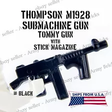 Thompson M1928 Tommy Gun SMG Stick Mag•CUSTOM TOY Brick for Minifig Blk