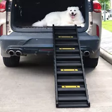 COZIWOW Portable Folding Dog Ramps for Car SUV Truck Pet Ramp Steps Ladder Black