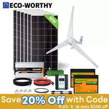 ECO-WORTHY 1000W 600W Wind Turbine Generator & Bifacial Solar Panel Kit For Home