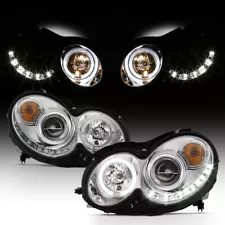 2003-09 M-Benz CLK320/CLK350/CLK500 Euro Halo Projector Chrome Headlight+LED DRL (For: 2009 Mercedes-Benz CLK350)