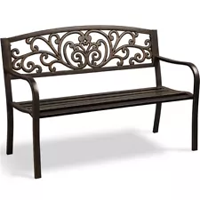 Outdoor Patio Bench Metal Bench Chair Garden Furniture for Park/Yard/Porch/Deck