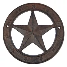 Cast Iron Texas Star With Ring Western Barn Decor Rustic Antique Style 6 1/4 in