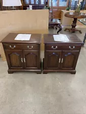 Pair of Henkel Harris 114 29 Mahogany Night Stands, Chippendale Style