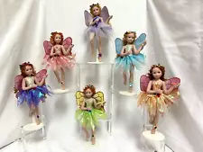 Set of 6 - 8" Porcelain Fairy Dolls with Stand and