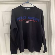 Very Rare Polo Sport Vintage Flag Spell out Crewneck. Medium USA