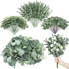 270 Pcs 3 Kinds Mixed Eucalyptus Leaves Stems Bulk Artificial Silver Dollar E...