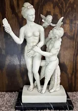 Aphrodite Goddess Pan and Eros Statue Museum Copy Aged Color