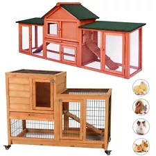 Wooden Rabbit Hutch Bunny Cage Chicken Coop Outdoor Guinea Pig Hamster Cage