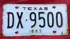 1963 Texas License Plate TX Star 63 Tag DX*9500