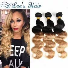 Ombre Human Hair Bundles Body Wave Bundles Weft Extensions Remy Hair 1B/27 Color