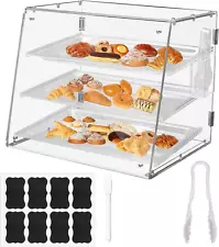 3 Tier Tray Acrylic Display Case Bakery Pastry Display Case with Front Rear Door