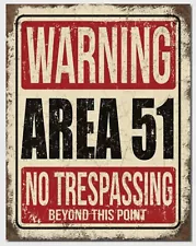 Area 51 Metal Tin Sign No Trustpassing Garage Home Bar Shop Wall Decor 2375