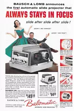 1959 Print Sales AD Advertisement Art BAUSCH & Lomb Slide Projectors Christmas